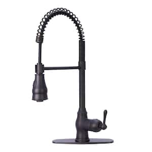 Single Handle Pre-Rinse Spring Pull-Down Sprayer Kitchen Faucet in Oil Rubbed Bronze
