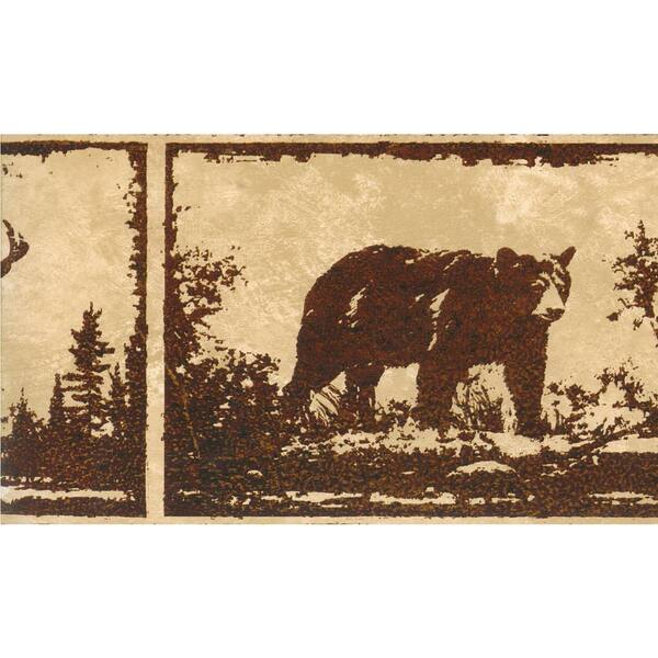 Dundee Deco Falkirk Brin Bear, Moose Brown, Beige Wallpaper Border
