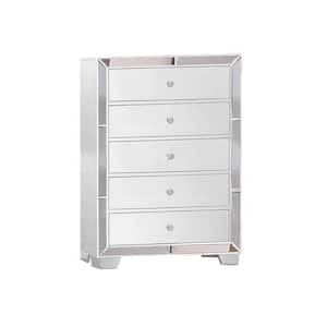 White 5-Drawers Modern Wood Tall Dresser Chest