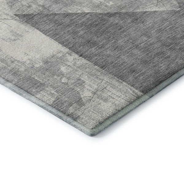Mayfield Premium Machine Washable Abstract AMF1838 Gray 2 ft. 3 in. x 7 ft. 6 in. Runner Rug