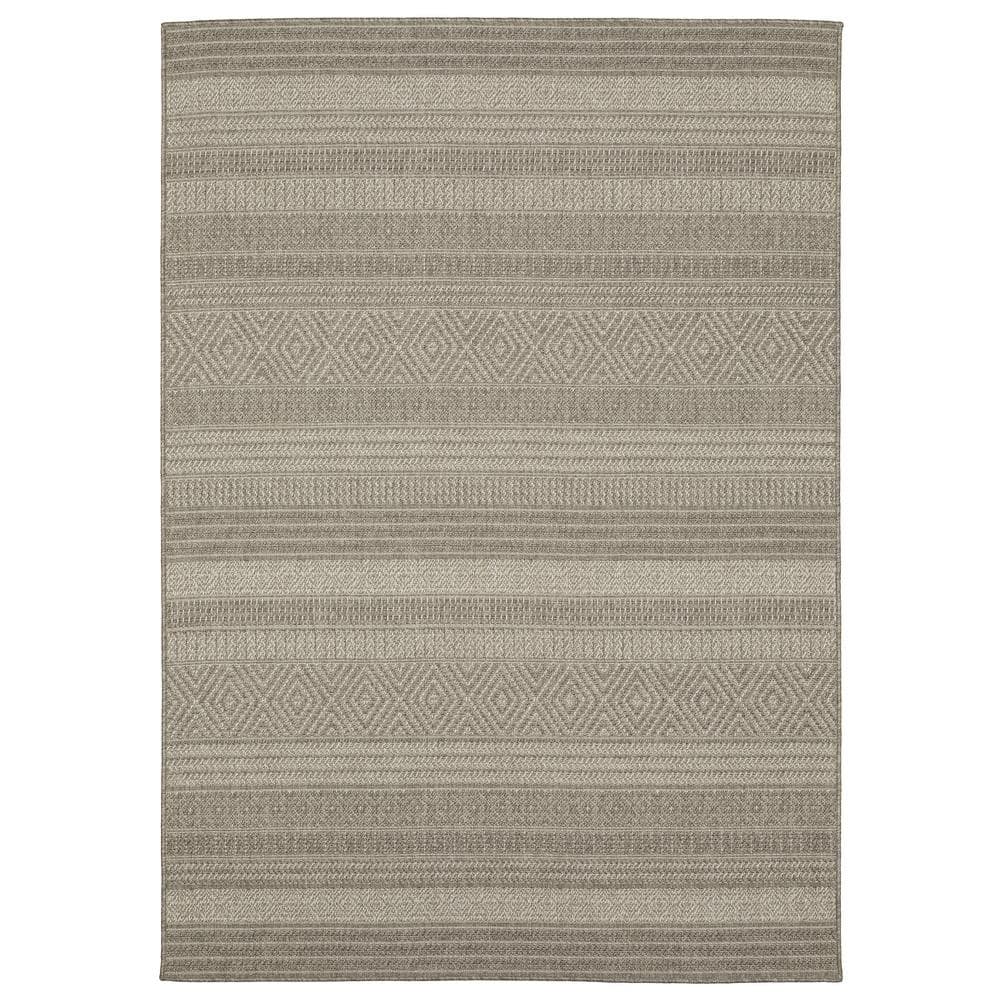 AVERLEY HOME Cliffs Gray 5 ft. x 7 ft. Stripe Polypropylene Indoor ...