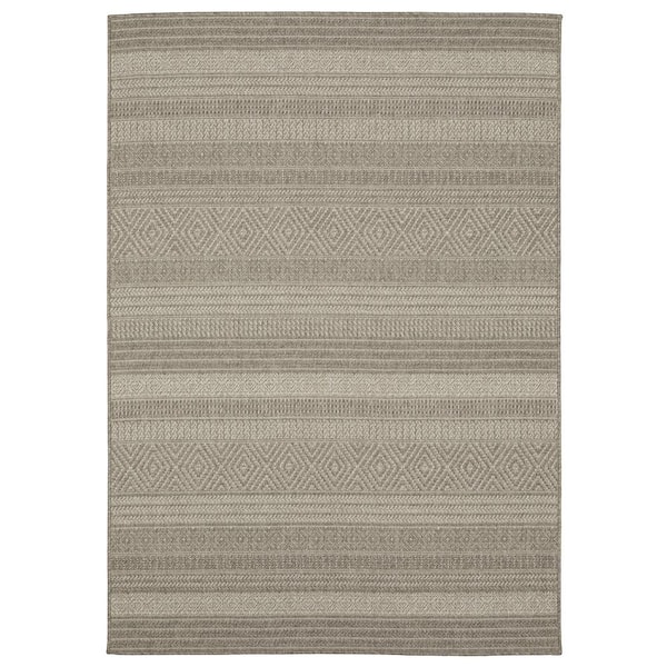 Cliffs Gray 5 ft. x 7 ft. Stripe Polypropylene Indoor/Outdoor Area Rug