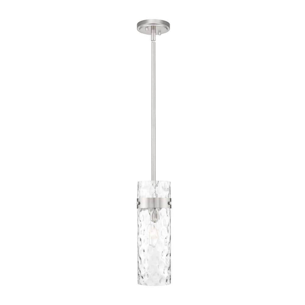 Fontaine 5.75 in. Brushed Nickel 1 Light Pendant with Clear Water Glass Sha