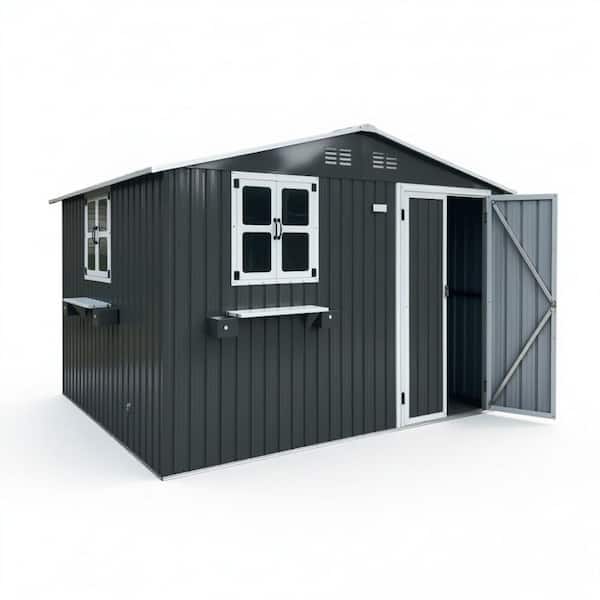 Coal Gray 10 ft. W x 8 ft. D Metal Shed Outdoor Storage Shed W
