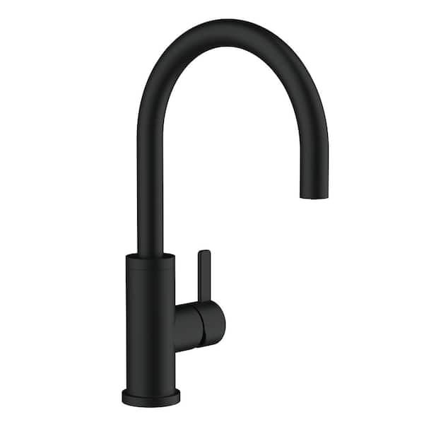 Amalfi Single Handle Deck Mount Standard Kitchen Faucet in Satin Black