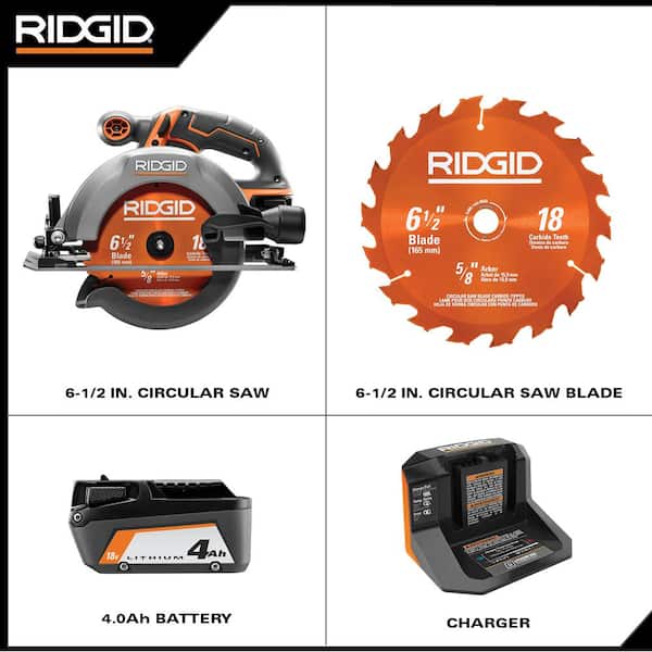 18V Cordless 6 1/2 in. Circular Saw Kit with (1) 4.0 Ah Battery and Charger with Extra 6-1/2 in. Circular Saw Blade