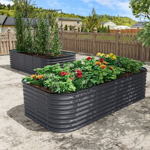 8 ft. x 4 ft. x 2 ft. Galvanized Steel Raised Garden Bed Planter Box Outdoor, Gray