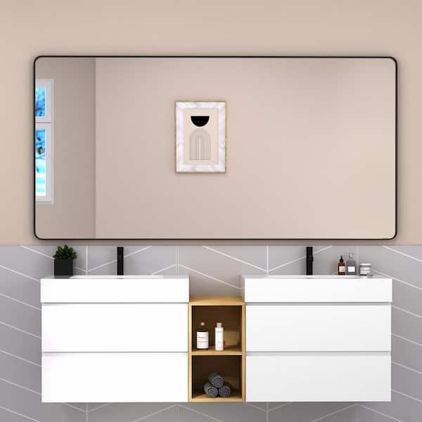 INSTER MOC 72 in. W x 36 in. H Large Rectangular Framed Wall Mount Bathroom Vanity Mirror