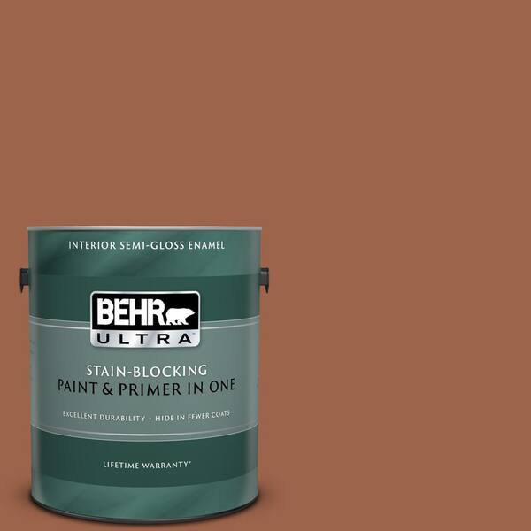 BEHR ULTRA 1 gal. #UL120-4 Antique Copper Semi-Gloss Enamel Interior Paint and Primer in One