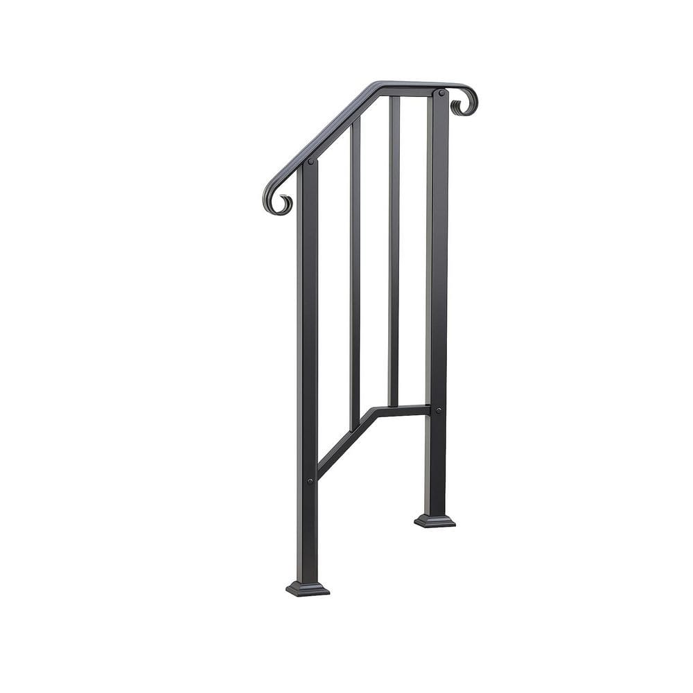 Wrought Iron Stair Railing for 1 or 2 Steps Metal Handrail with Installation Kit for Porch Deck Black price history on PriceWatchPro