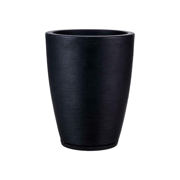 FLORIDIS Amsterdan Medium Black Plastic Resin Indoor and Outdoor Planter Bowl