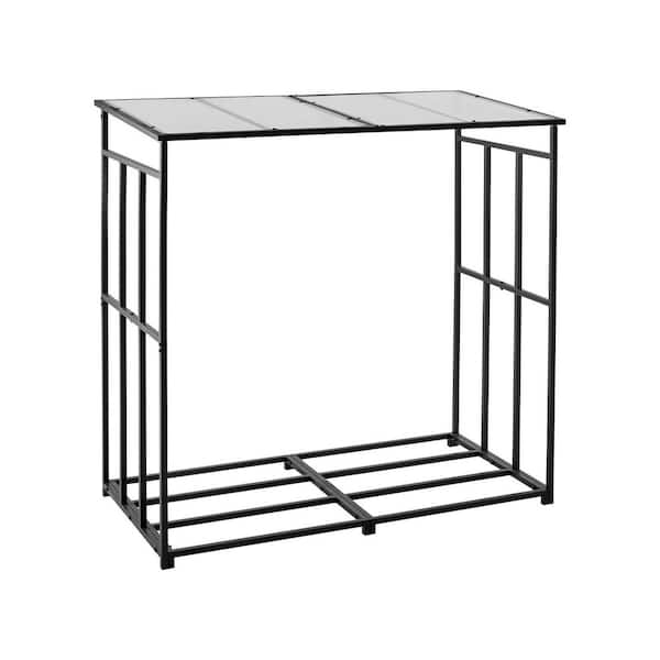 6 ft. Outdoor Firewood Rack with Roof, 660lb. Capacity, 1/4 Cord Log Storage Shed, Powder-Coated Metal Wood Holder