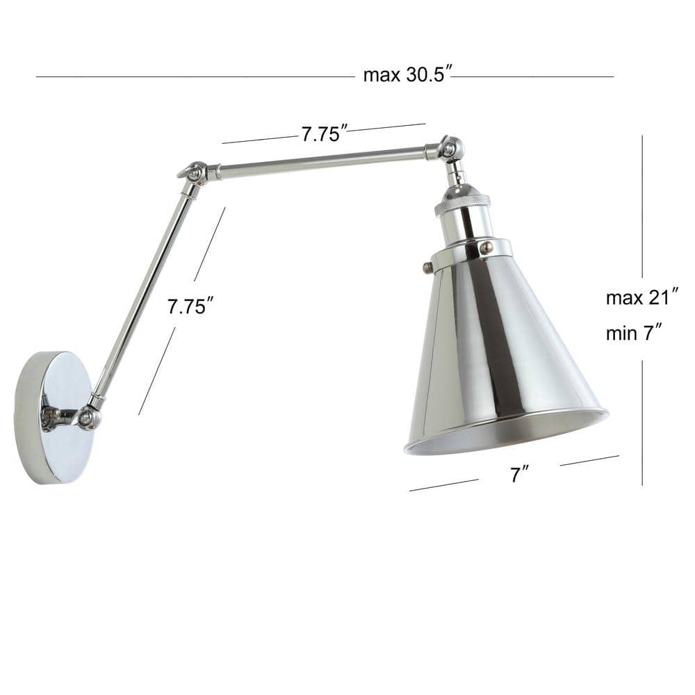 Rover Adjustable Chrome LED Swing Arm Wall Sconce Set of 2