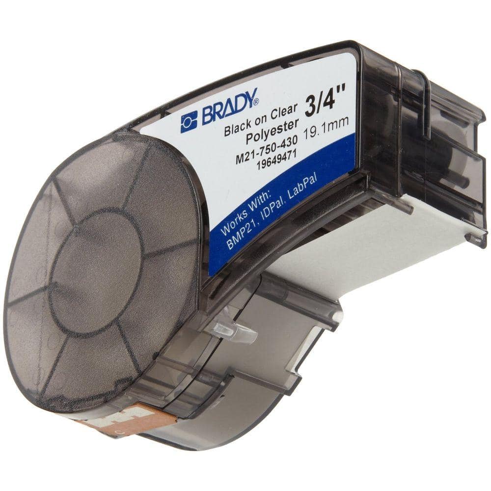 Brady M21-750-430 Label Cartridge; 0.750 inch Width x 21 ft Height, Black/Clear