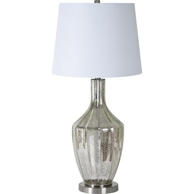 18W x 28H Dimond D2061 Burnham Table Lamp in Chrome with Pure White Shantung Shade and Pure White Fabric Liner 