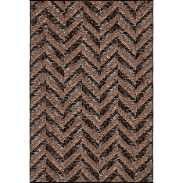 Unique Loom Outdoor Chevron Brown 6' 0 x 9' 0 Area Rug