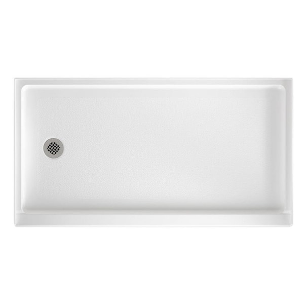 Swan 32 in. x 60 in. Solid Surface Single Threshold Retrofit Left Drain Shower Pan in White