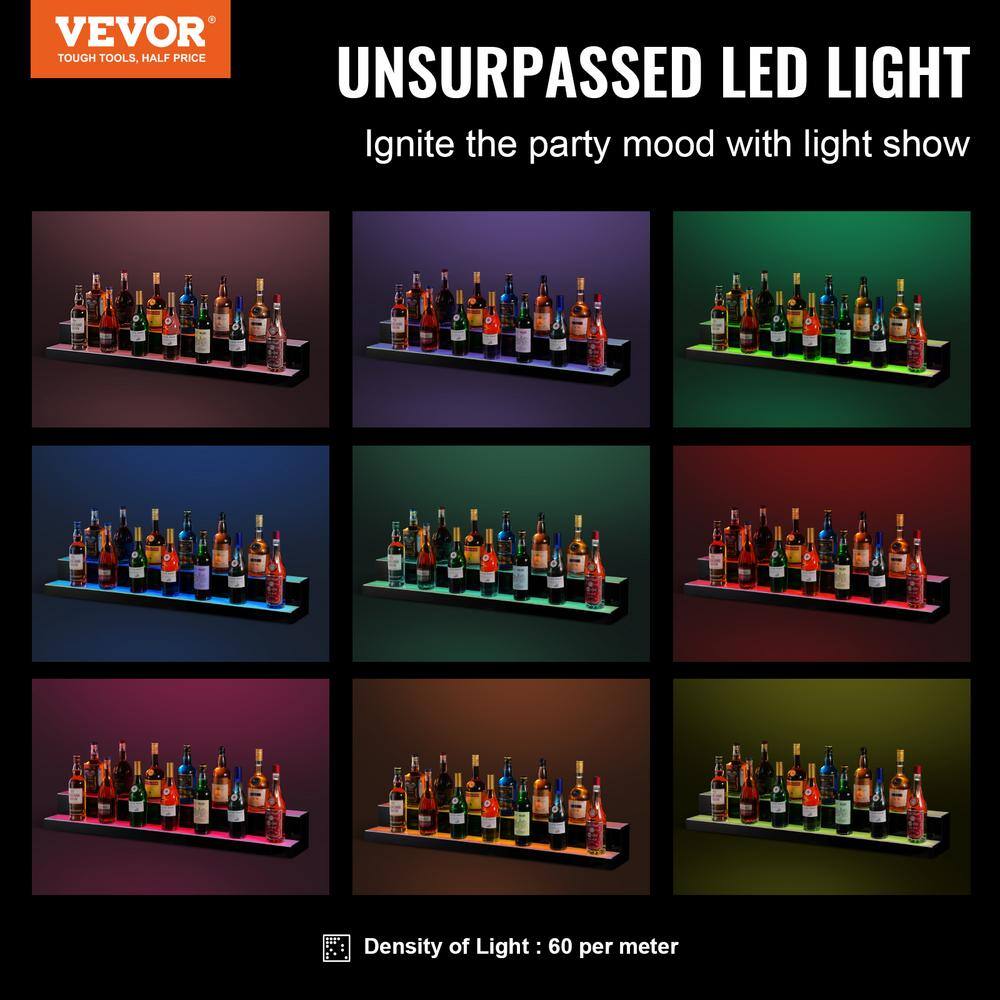 48 Inch Multicolor LED Lighted Acrylic Liquor Bottle Display Shelf