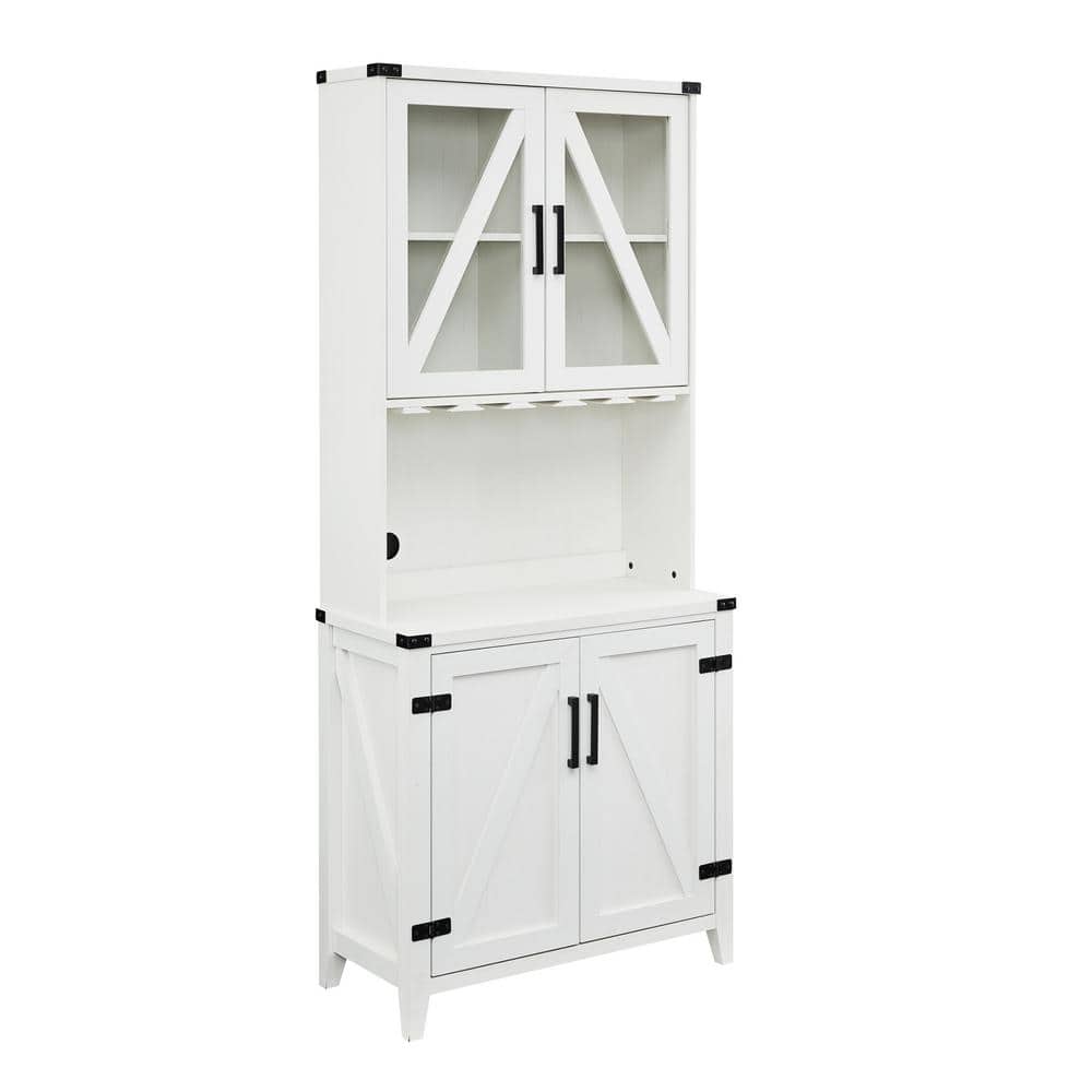 Home Source Industries Home Source Bar White with Upper Glass DC18WHHD The