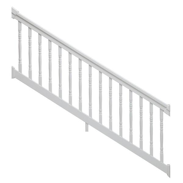 TAM-RAIL 8 ft. x 36 in. 30 Degree to 35 Degree PVC White Stair Rail Kit with Colonial balusters