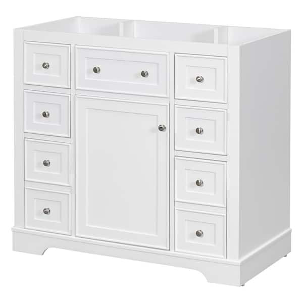 grossag 35.6 in. W x 17.9 in. D x 33.4 in. H Bath Vanity Cabinet without Top in White, Six Drawers