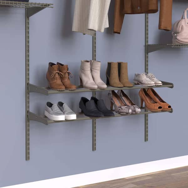 9-Pair, Wall Mounted Silver Metal Wire Boot and Shoe Rack