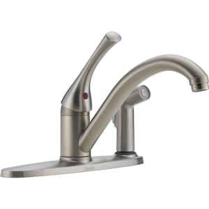 Classic Single-Handle Standard Kitchen Faucet with Side Sprayer in Stainless