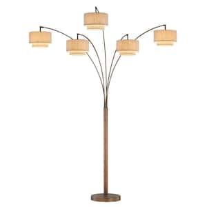 Evita 81 in. LED Antique Bronze Tree Arched Floor Lamp with Dimmer