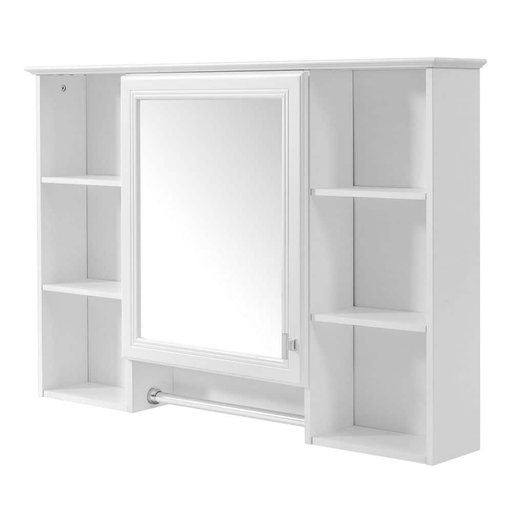41 in. W x 28.7 in. H Rectangular Wood Bathroom Medicine Cabinet with Mirror, Towel Bar, Adjustable Shelf, White price history on PriceWatchPro