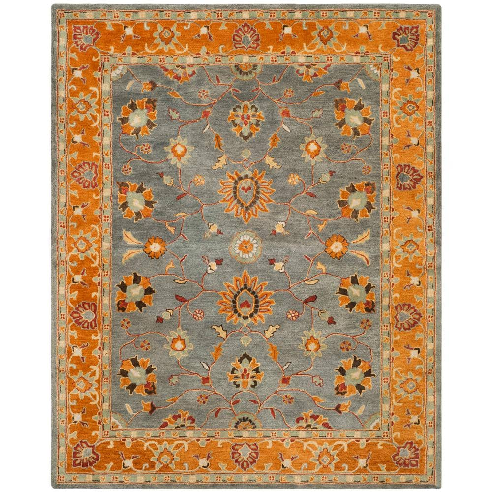 SAFAVIEH Heritage Blue/Orange 8 ft. x 10 ft. Border Area Rug