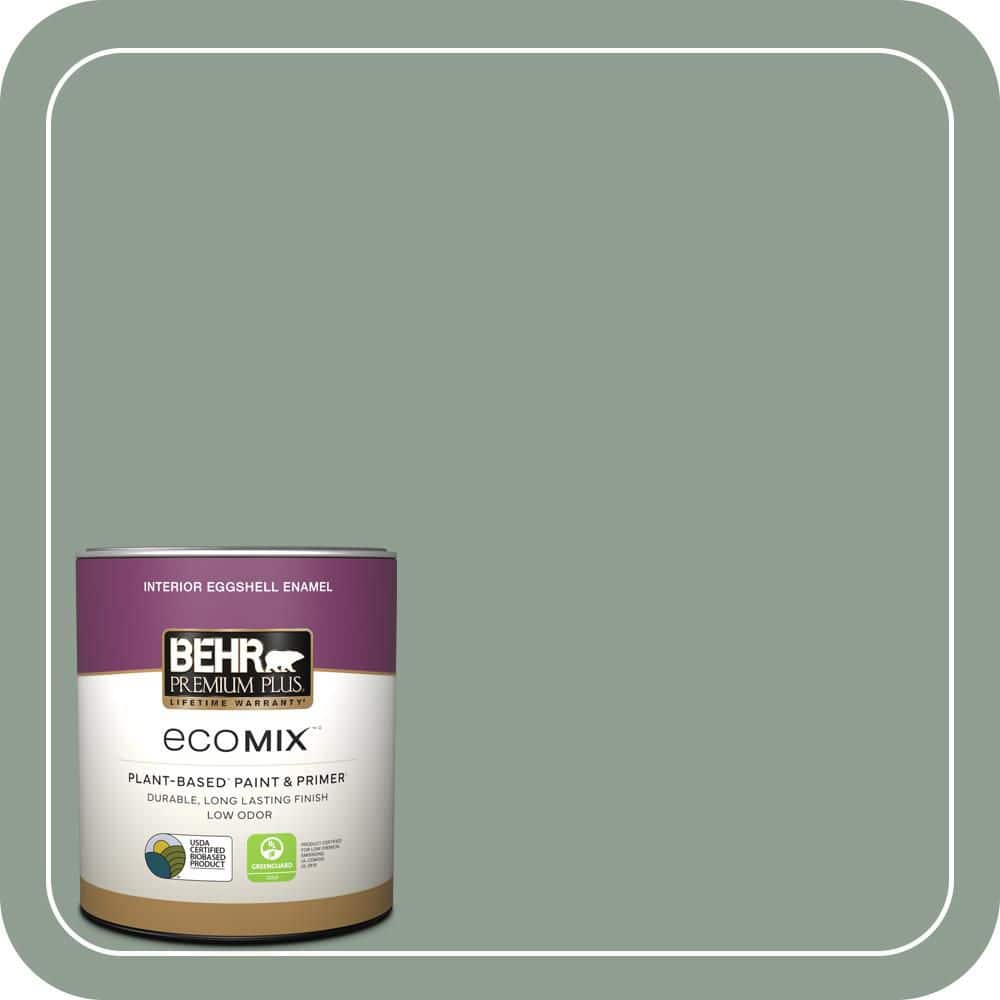 BEHR PREMIUM PLUS 1 qt. #ICC-104 Balsam Fir Eggshell Enamel EcoMix ...