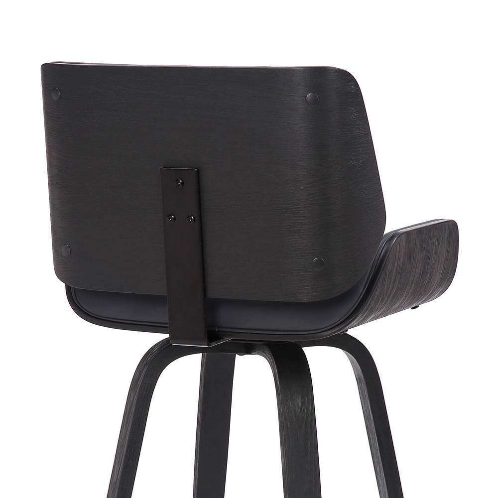 26" Gray Faux Leather Swivel Wood Counter Stool