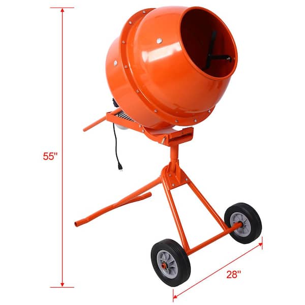 Ami 370-Watt Portable Electric Concrete Mixer Cement Mixing Barrow Machine Mixing Mortar Handle with Wheel (4.6 cu/ft.)
