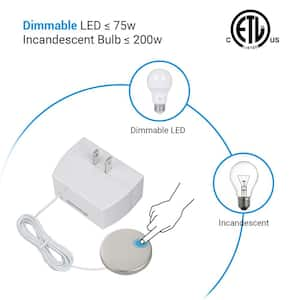 White 8 ft. Extension Cord Touch Dimmer Switch, Touch Pad Control with 3-Levels of Dimming ETL Listed (2-Pack)