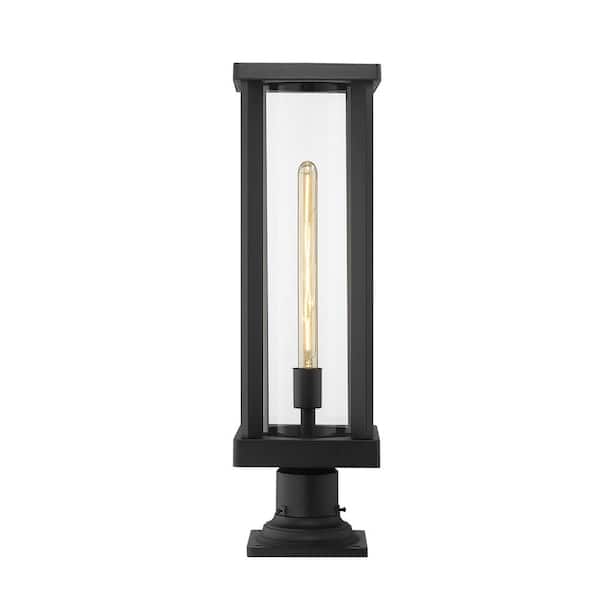 Unbranded Glenwood 22 in. 1-Light Black Aluminum Hardwired Outdoor Weather Resistant Pier Mount Light with No Bulb Included