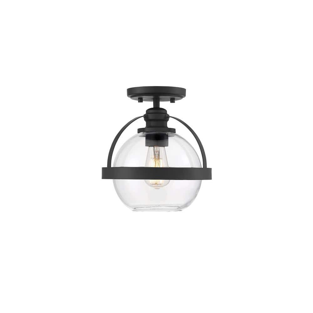 Matte Black Glass Semi-Flush Mount Ceiling Light