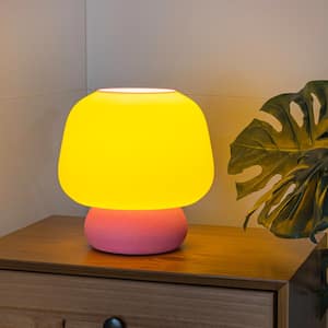 Mushroom 10 in. Yellow/Hot Table Lamp Modern Classic Plant-Based PLA 3D Printed Dimmable LED