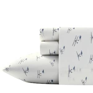 Sea Planes 3-Piece Blue 200-Thread Count Cotton Percale Twin Sheet Set