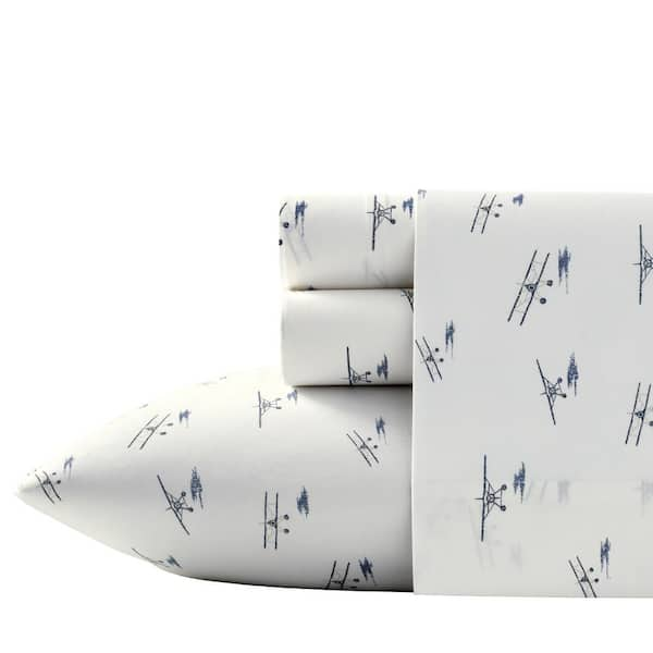 Eddie Bauer Sea Planes 4-Piece Blue Graphic 200-Thread Count Cotton Percale Full Sheet Set