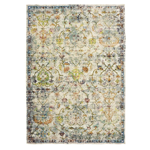 Unbranded Gracie Persian Classic Victorian 8 ft. x 10 ft. Multi/Gray Distress Floral Indoor Area Rug