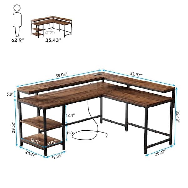 78.7 L Shaped Gaming Desk Corner Computer Desk w/ File Drawer & Power  Outlets