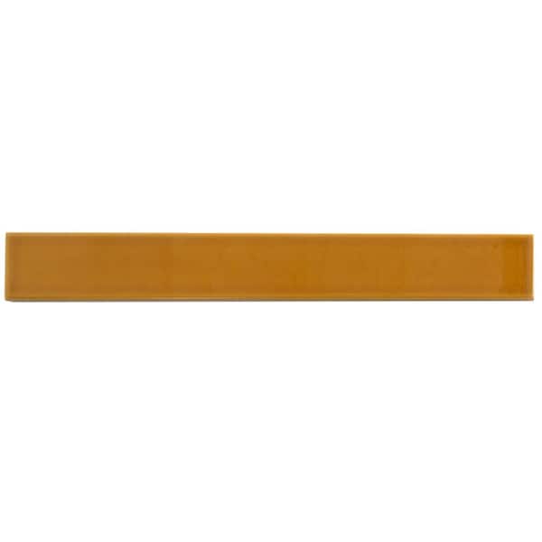 Horizonte 2 in. x 8 in. Glossy Honey Ceramic Subway Wall Tile Sample