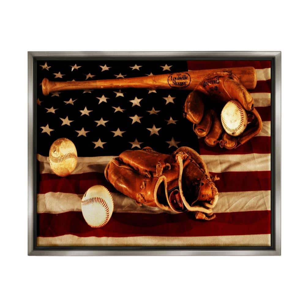 The Stupell Home Decor Collection Vintage American Flag Baseball Sports  Rustic Photo by Daniel Sproul Floater Frame Sports Wall Art Print 31 in. x  25 in. rwp-208_ffl_24x30 The Home Depot