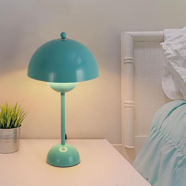 Zompoo Modern 13.4 in. 1-Light Light Blue Flowerpot Table Lamp for