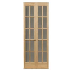 23.5 in. x 78.625 in. Williamsburg Unfinished Pine 10-Lite Clear Glass Solid Core Wood Bi-fold Door
