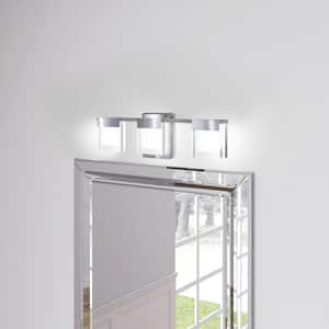 Vicino 21.25 in. W x 5.07 in. H Chrome Integrated LED Bathroom Vanity Light with Frosted Glass Rectangular Shades