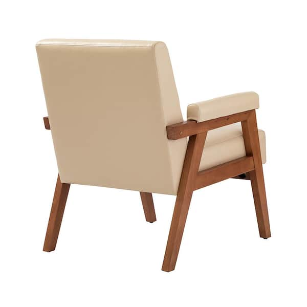 Eckard Beige Vegan Leather Armchair with Tufted Design Set of 2