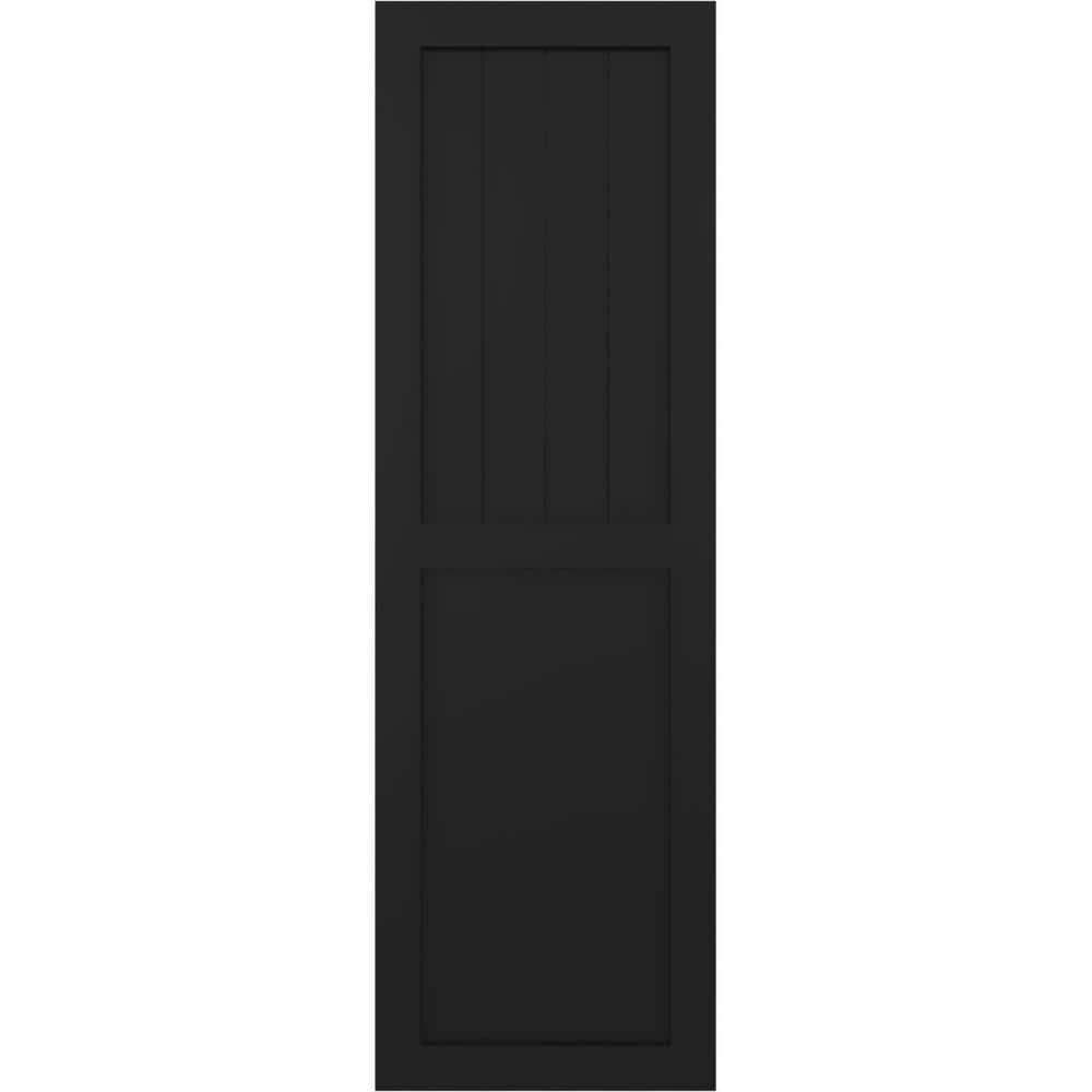 12 in. x 38 in. True Fit PVC Farmhouse/Flat Panel Combination Fixed Mount Board and Batten Shutters Pair in Black price history on PriceWatchPro