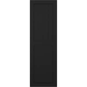 12 in. x 55 in. True Fit PVC Farmhouse/Flat Panel Combination Fixed Mount Board and Batten Shutters Pair in Black