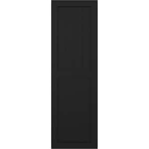 15 in. x 30 in. TrueFit PVC Farmhouse/Flat Panel Combination Fixed Mount Board & Batten Shutters Pair in Black